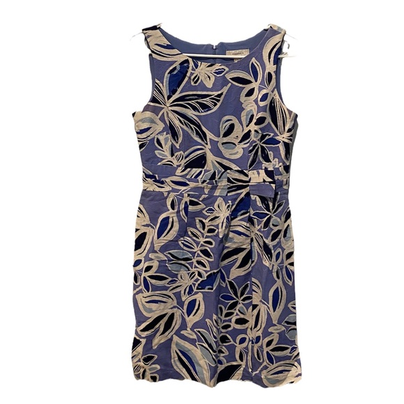 Dress Barn Blue and White Floral Sleeveless Dress Size 4 - Picture 1 of 6